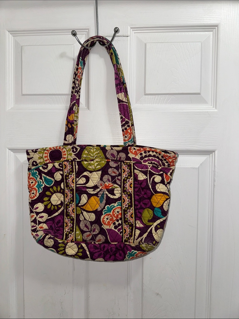 Vera Bradley Plum Crazy Quilted Floral Tote Bag in Purple and Multi-Color